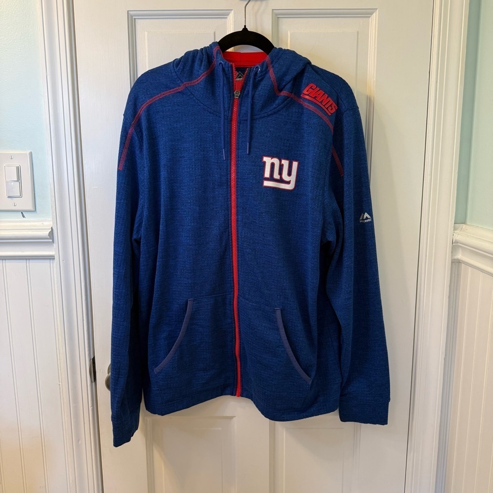 Majestic Blue Giants Lightweight Zip Up Hoodie Waffle Pattern Men’s Size Large